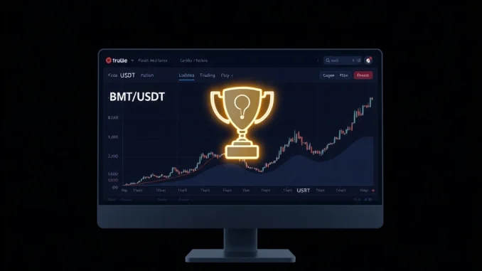 Professional visualization of the Aster DEX interface during the BMT/USDT trading competition, highlighting market activity.
