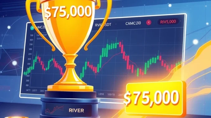 Aster DEX trading competition interface showcasing a $75,000 prize pool for spot and futures events.