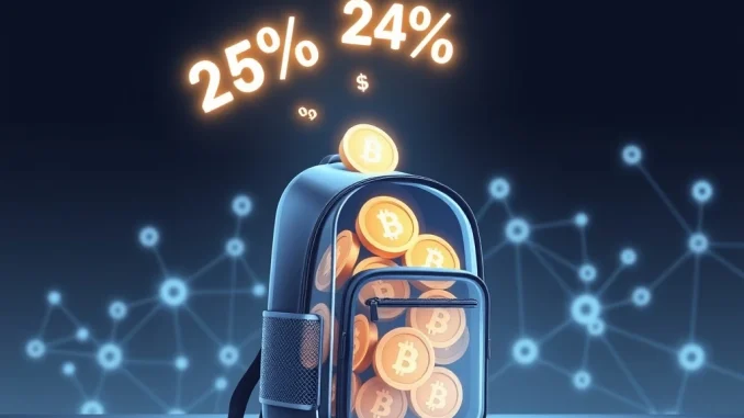 Backpack exchange token unlock distribution showing 25% supply release at token generation event with cryptocurrency visualization