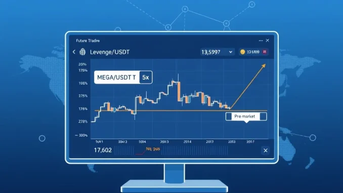 Binance MEGA Perpetual Futures: A Strategic Move in Crypto Derivatives Professional illustration of Binance MEGA/USDT perpetual futures pre-market trading interface with 5x leverage indicators.