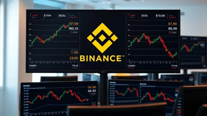 Binance cross margin trading interface showing new BNB, ETH, SOL, and TRX pairs against stablecoins