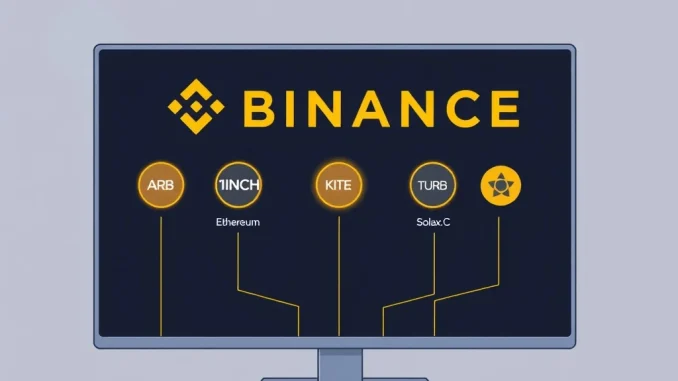 Binance token suspension for ARB, 1INCH, KITE, 0G, and TURBO on multiple blockchain networks