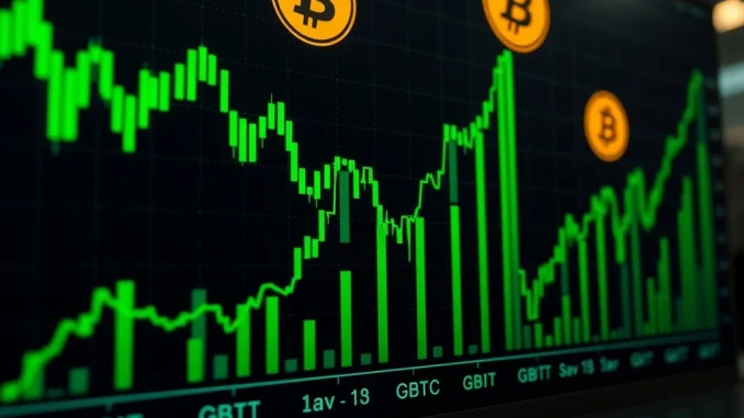 Data visualization showing growth in U.S. spot Bitcoin ETF investment inflows.