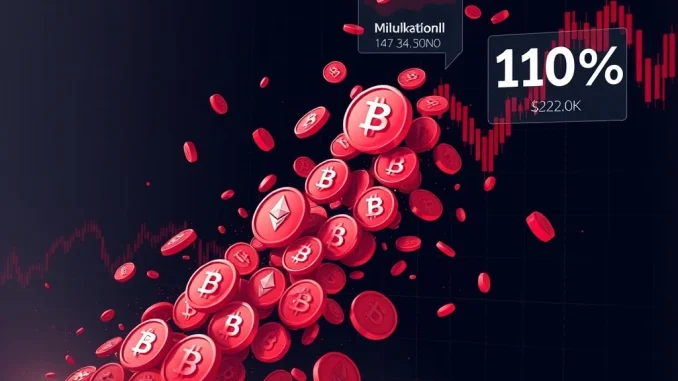 Massive cryptocurrency liquidations cause Bitcoin and Ethereum market volatility with over $830 million lost.