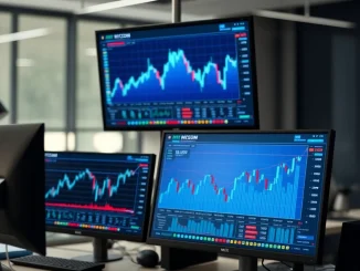 Bitcoin and Ethereum options volatility charts showing historic lows on Deribit exchange dashboard