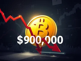 Bitcoin price falling below the $90,000 support level in cryptocurrency market analysis