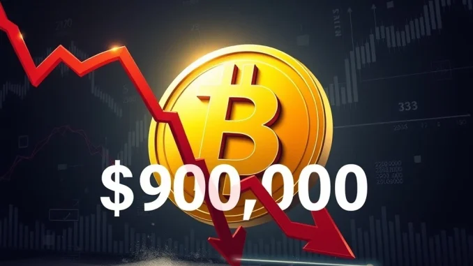 Bitcoin price falling below the $90,000 support level in cryptocurrency market analysis