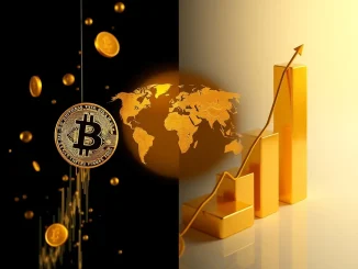 Bitcoin price decline versus gold record high during 2025 market tensions and safe-haven shift