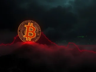 Bitcoin price chart showing a four-month losing streak, the first since 2018, with derivatives market activity in the background.