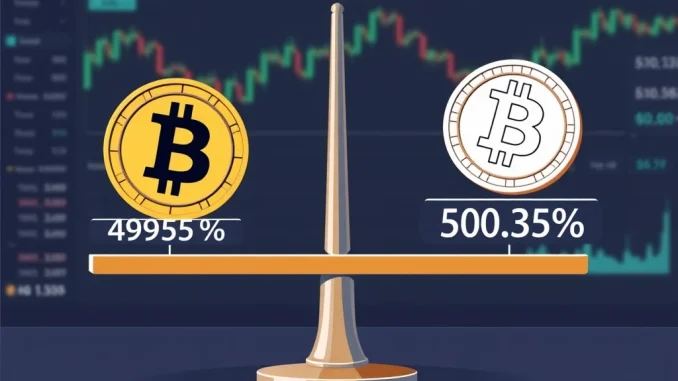 Analysis of BTC perpetual futures long short ratio showing balanced market sentiment across major crypto exchanges.