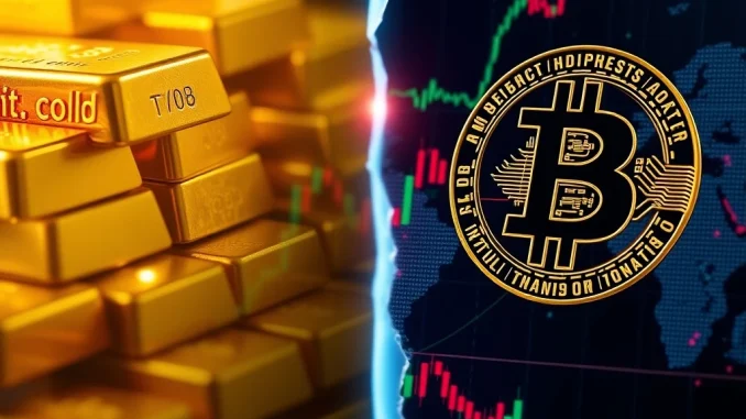 Bitcoin vs Gold Ratio Plummets: Historic 18-Month Low Signals Market Caution Bitcoin vs gold ratio analysis showing safe haven asset competition during market uncertainty