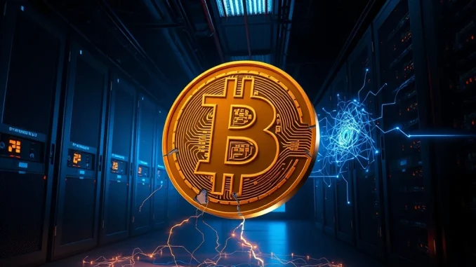 Bitcoin hashrate decline visualization showing computing power migration from cryptocurrency to artificial intelligence services