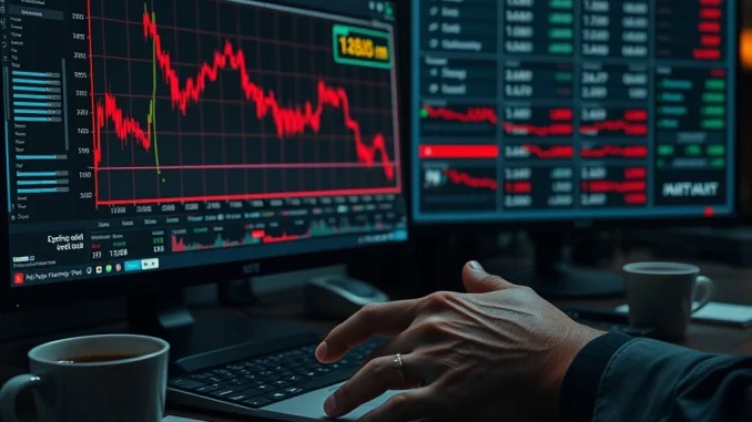 Bitcoin Options Market Reveals Stunning Fear as Delta Skew Spikes to One-Year High A tense trading desk monitors Bitcoin's sharp price drop and spiking options delta skew, signaling extreme market fear.