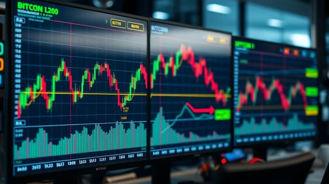 Bitcoin options traders analyzing market volatility and downside risk indicators on financial charts