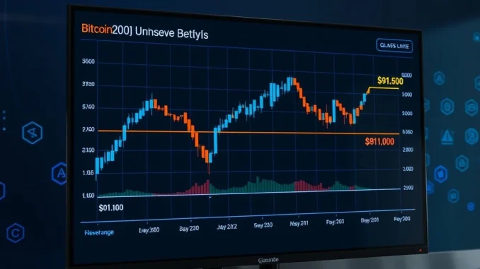 Bitcoin price analysis chart showing constrained movement between key resistance and support levels according to Glassnode data