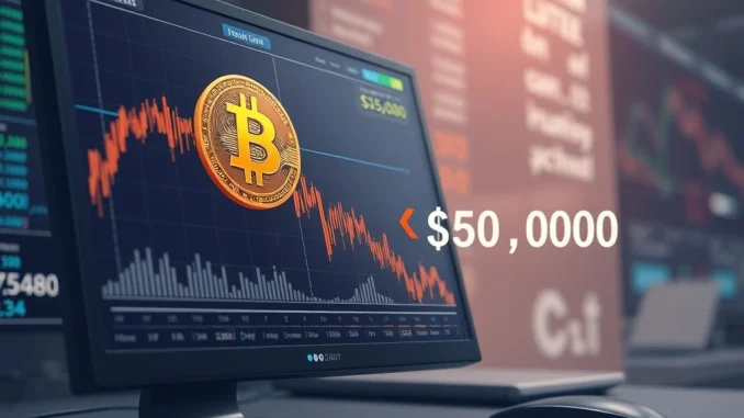 Bitcoin Price Could Plummet to $50K Without New Market Catalyst, Warns Analyst Bitcoin price chart analysis showing potential decline to $50,000 without new market catalyst