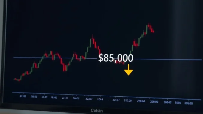 Bitcoin price chart analysis showing the critical $84,000 support level under pressure.