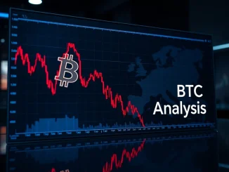 Bitcoin price dip analysis showing bearish market trend with geopolitical impact on cryptocurrency volatility