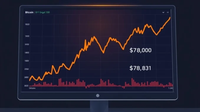 Bitcoin Price Plummets: BTC Falls Below $79,000 in Market Correction Bitcoin price chart showing a decline below $79,000 during a market correction.