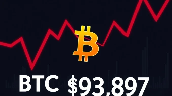 Bitcoin price drops below $94,000 showing cryptocurrency market volatility