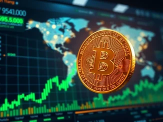 Bitcoin price surges above $95,000 on a digital trading dashboard chart.