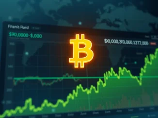 Bitcoin price surges past the $90,000 milestone on global financial charts.