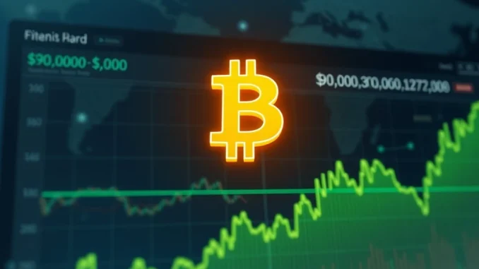 Bitcoin price surges past the $90,000 milestone on global financial charts.