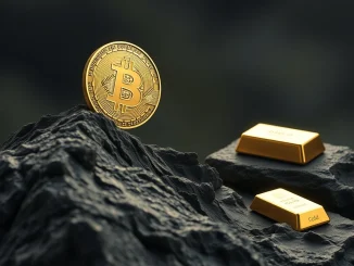 Analysis of Bitcoin slumping as capital exits crypto for gold, showing fading risk appetite.