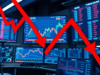 Bitcoin ETF investment outflow visualized with declining chart data and financial analytics