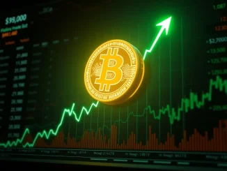 Bitcoin price surges past the $91,000 milestone on a financial market chart.