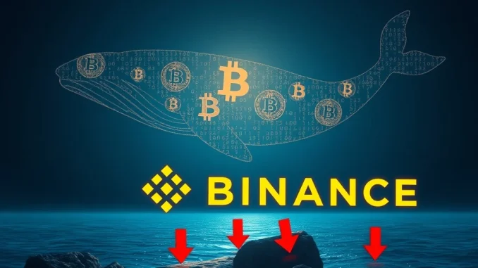 A Bitcoin whale transaction causing a multi-million dollar loss visualized as data moving to an exchange.