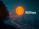 Visualization of a massive 5,999 Bitcoin whale transfer flowing to the Bitfinex cryptocurrency exchange.