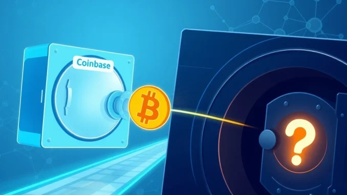Illustration of a major Bitcoin whale transfer from Coinbase to an anonymous digital wallet.