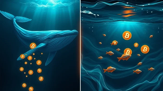 Bitcoin whales accumulating cryptocurrency while retail investors sell during market divergence