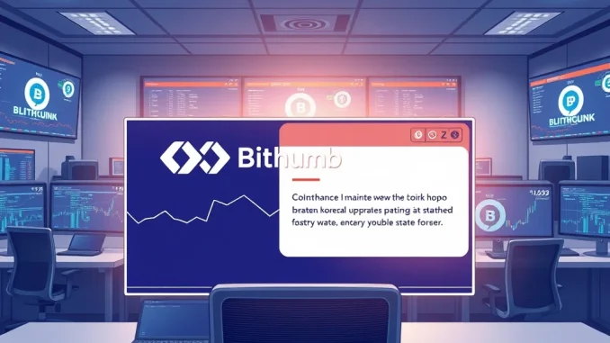 Bithumb exchange interface showing Hippo Protocol maintenance notification during network upgrade
