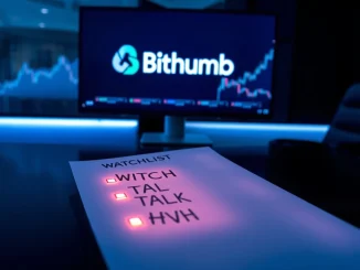 Bithumb exchange investment watchlist document highlighting Witch Token, Talken, and Havah for scrutiny.