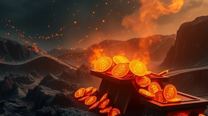 Conceptual visualization of the BNB Chain's $1.3 billion token burn event reducing supply.