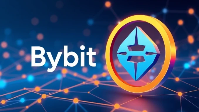 Bybit exchange announces ELON spot listing for cryptocurrency trading with blockchain network visualization