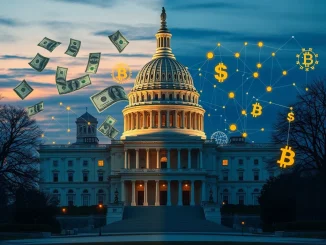 U.S. Capitol building representing the Clarity Act's political division over cryptocurrency regulation