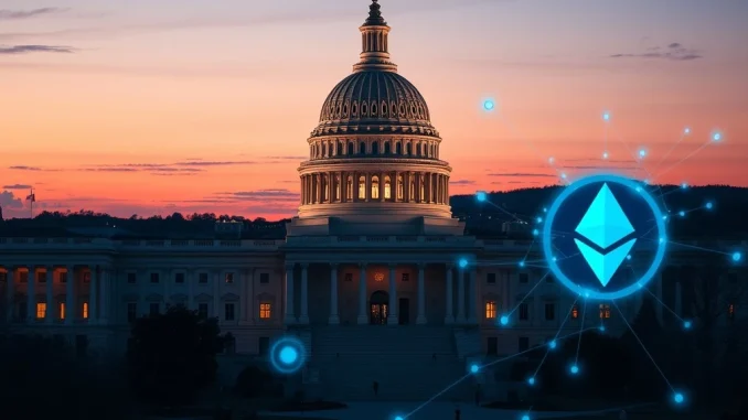 US Capitol with digital overlay representing the CLARITY Act's crypto market structure legislation.