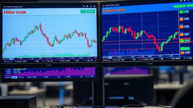 Chart showing the CME Bitcoin futures price gap of $2,940 between weekly sessions.
