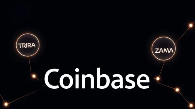 Coinbase exchange listing roadmap now includes Tria (TRIA) and Zama (ZAMA) cryptocurrency tokens.