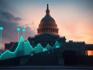 U.S. Capitol with data overlay showing probability of a congressional stock trading ban passing.