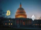 US Capitol building representing cryptocurrency legislation delay after Coinbase withdrawal from Clarity Act markup