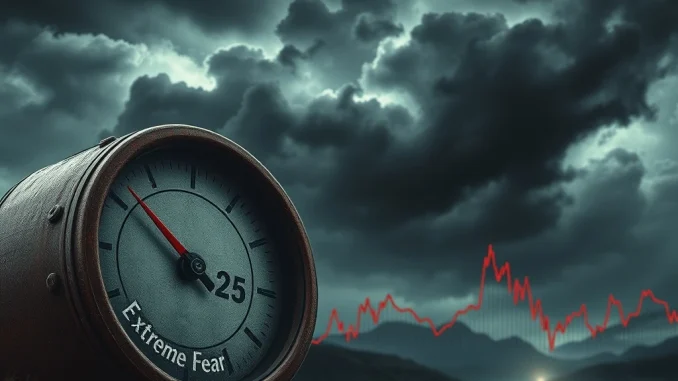 Crypto Fear & Greed Index stuck at 25 signifies prolonged extreme fear in digital asset markets.