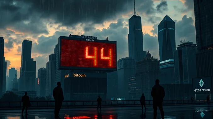 Crypto Fear & Greed Index drops to 44 indicating rising investor fear in cryptocurrency markets.