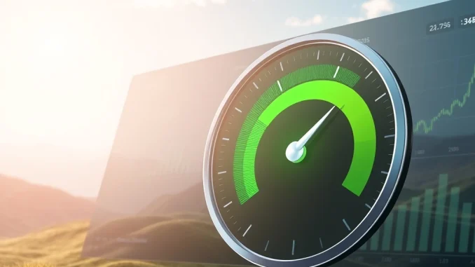 The Crypto Fear & Greed Index gauge showing a shift into Greed territory, indicating improved cryptocurrency market sentiment.