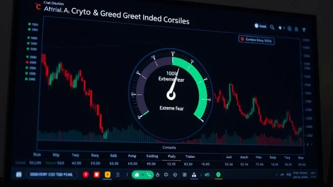 Crypto Fear and Greed Index showing extreme fear level at 16 as Bitcoin price declines