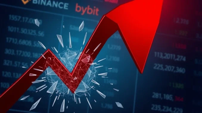 Graphic representing the $172 million cryptocurrency futures liquidation event with a sharp red decline on a market chart.