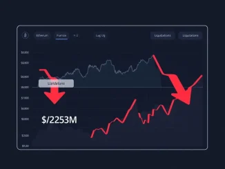 Chart showing $235M in crypto futures liquidations across Bitcoin and Ethereum markets.